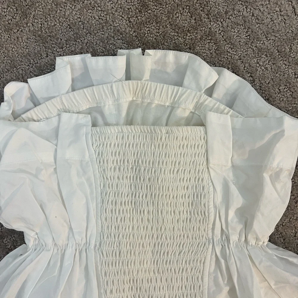 NWT Anthropologie White Smocked Ruffle Strapless Top - Size S - Perfect Bridal! - Picture 3 of 8